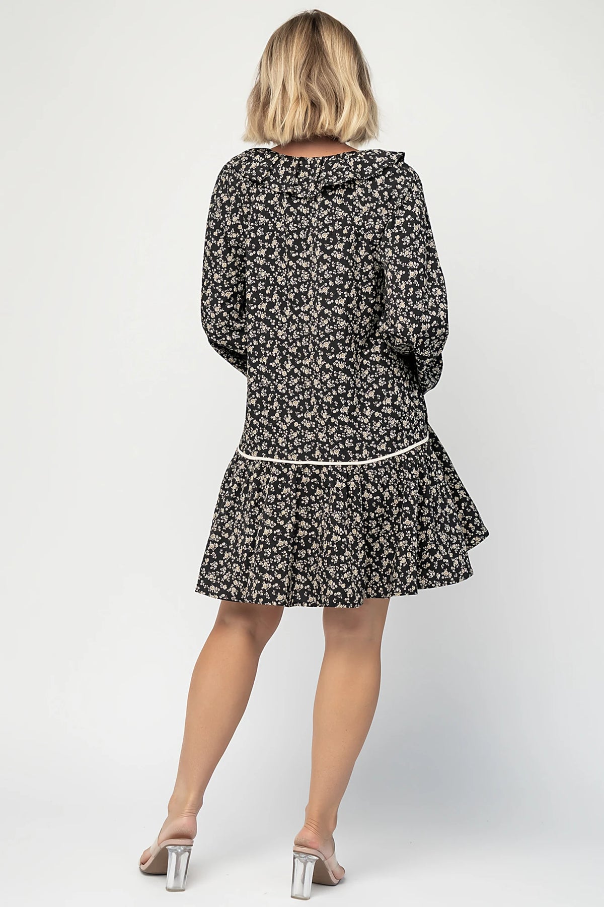 Shantel Bow Front Short Dress | Black Floral