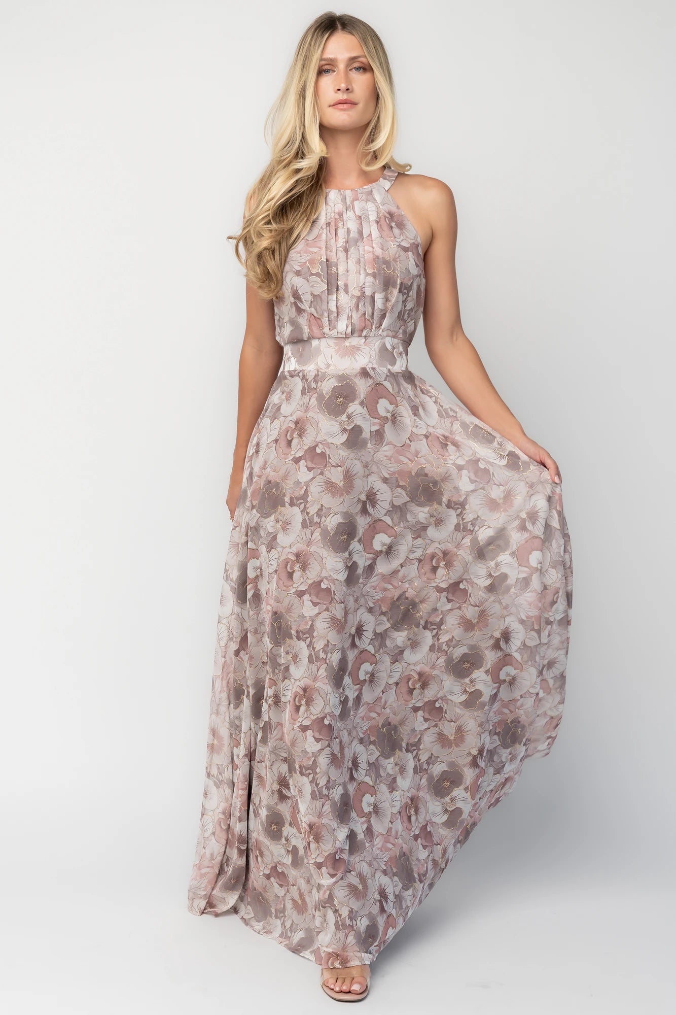 Tinsley Metallic Maxi Dress | Dusty Mauve