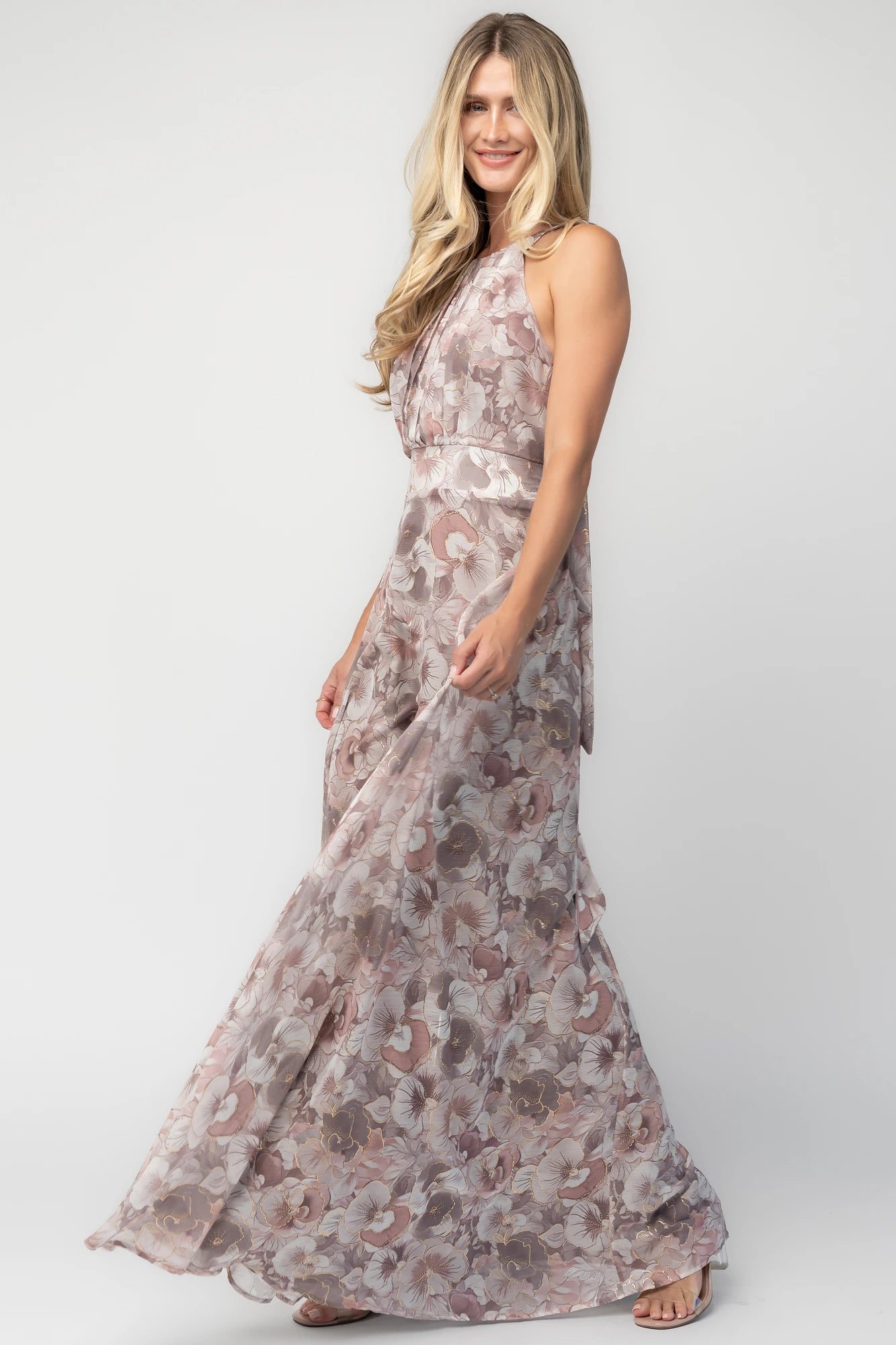 Tinsley Metallic Maxi Dress | Dusty Mauve
