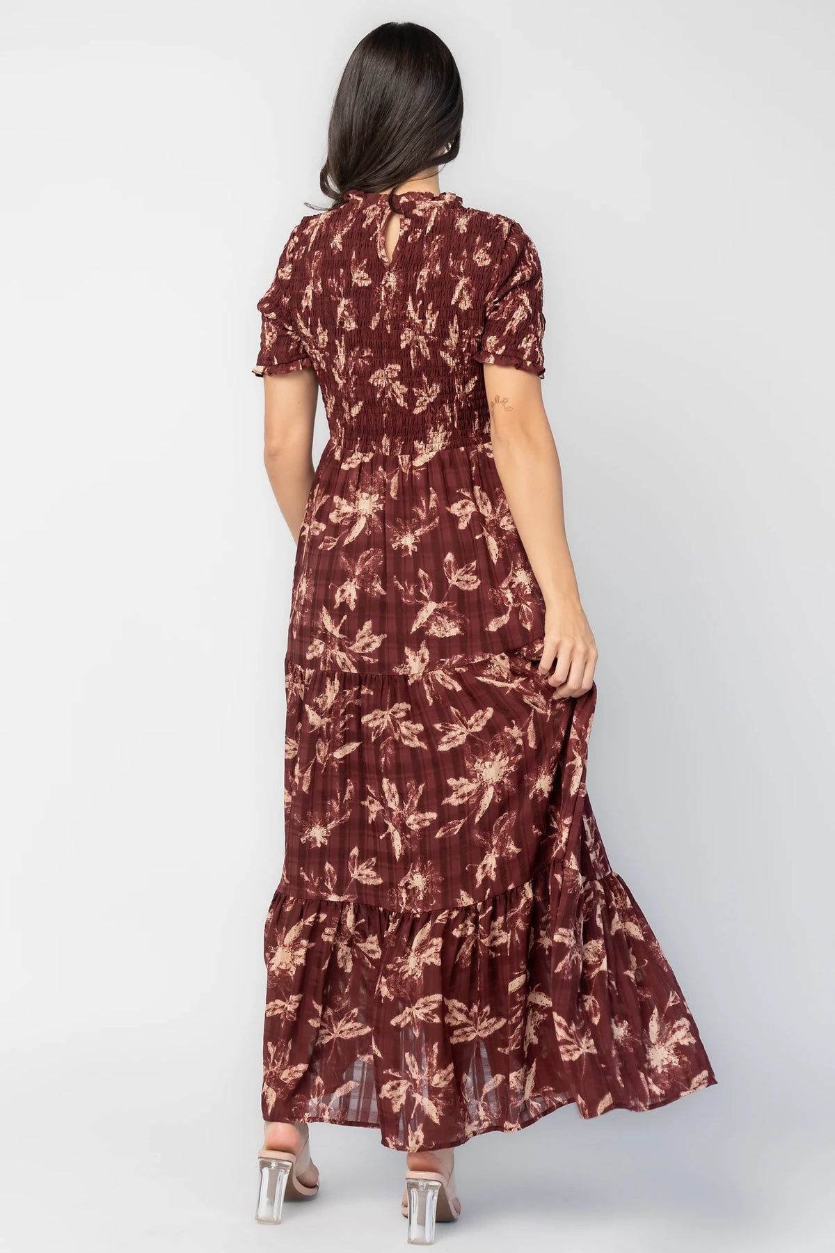 Samantha Smocked Maxi Dress | Dark Berry Print
