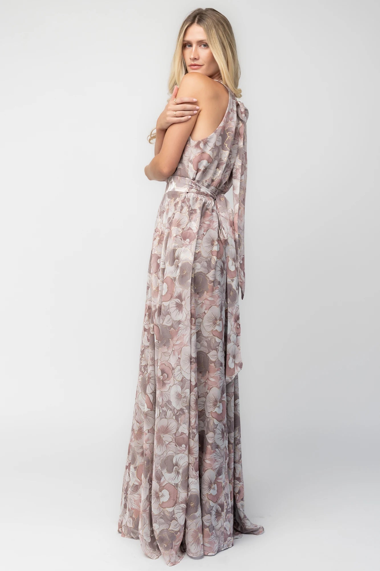 Tinsley Metallic Maxi Dress | Dusty Mauve