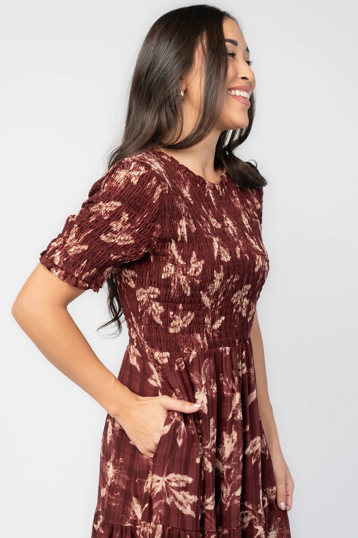 Samantha Smocked Maxi Dress | Dark Berry Print