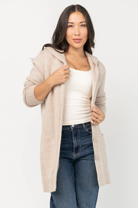 Katrine Hooded Cardigan | Oatmeal