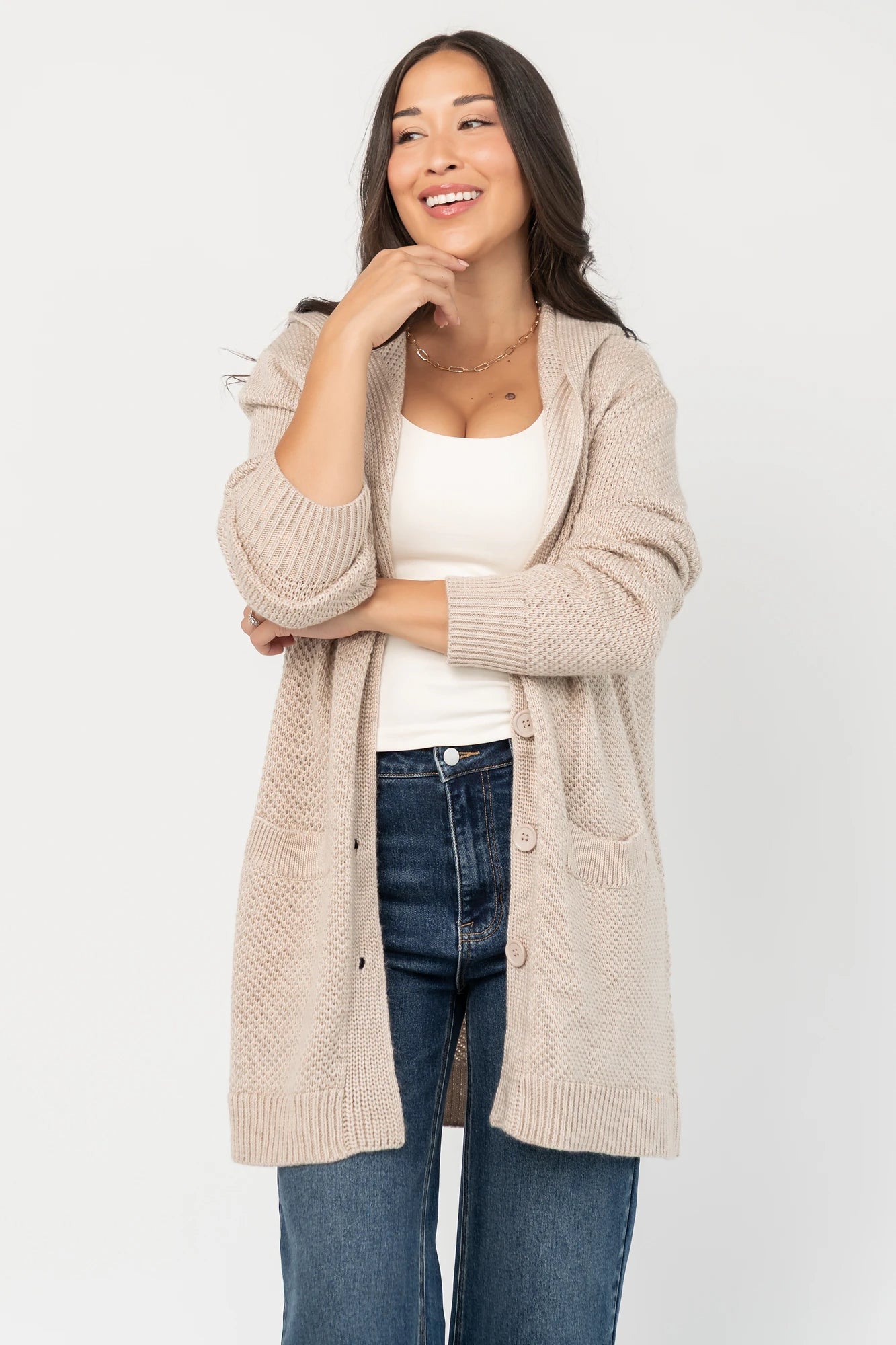 Katrine Hooded Cardigan | Oatmeal
