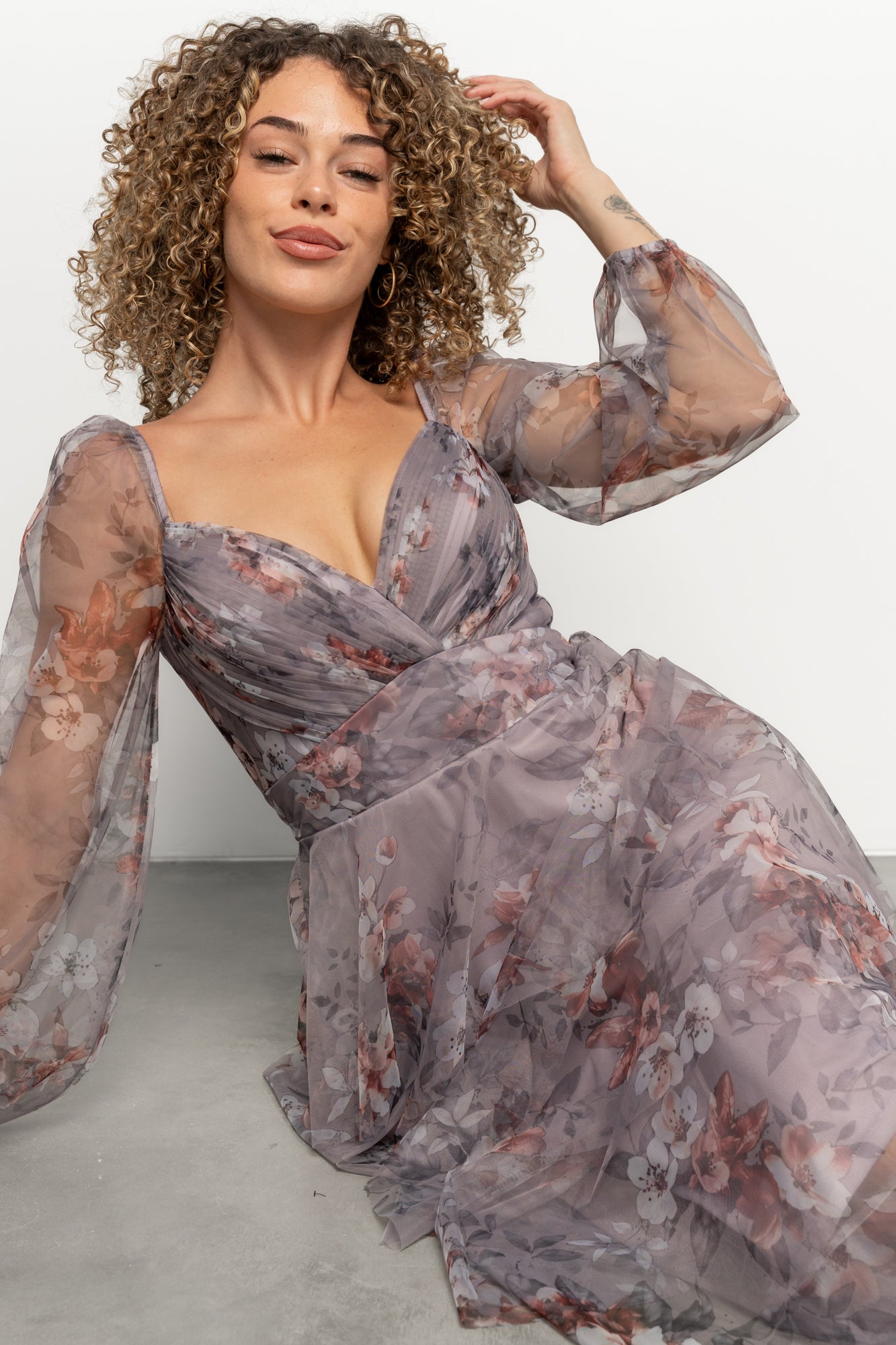 Tessa Tiered Maxi Dress | Lilac Gray Floral Tessa Tiered Maxi Dress | Lilac Gray Floral