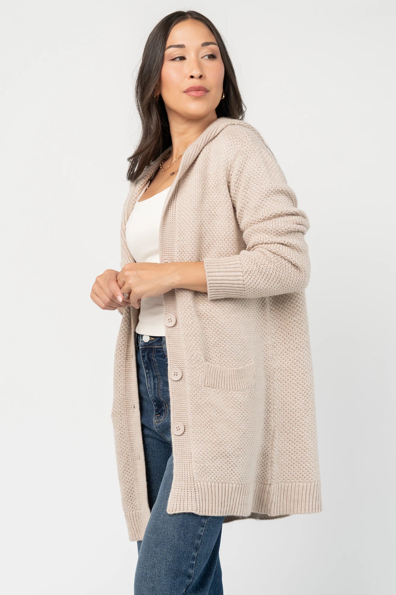 Katrine Hooded Cardigan | Oatmeal