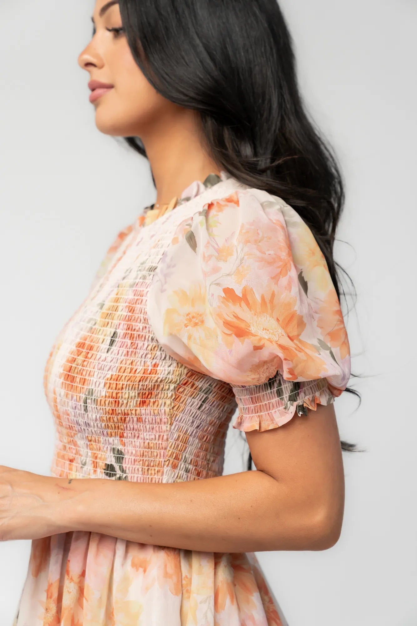 Darling Smocked Short Dress | Ivory Multi Floral
