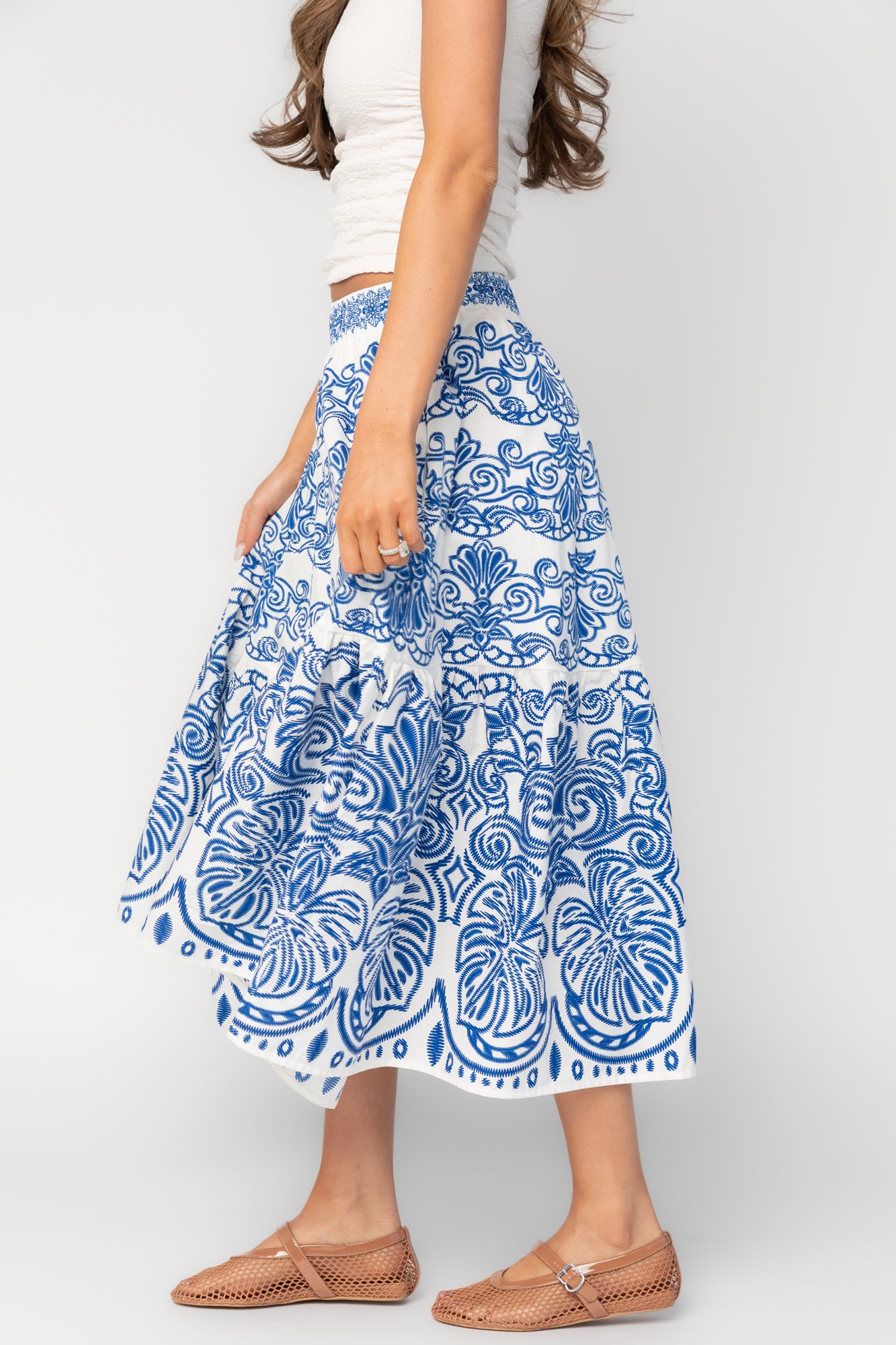 Patience Skirt | White + Blue