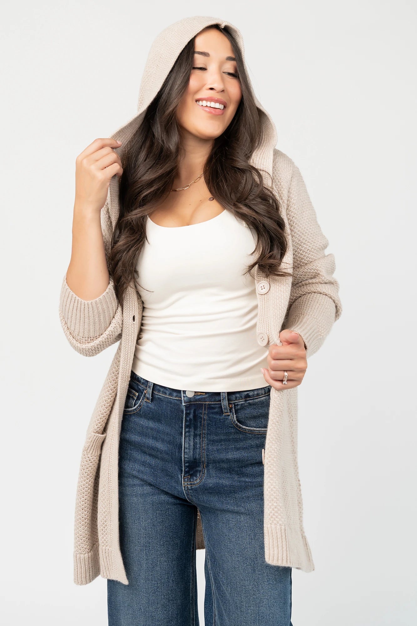 Katrine Hooded Cardigan | Oatmeal