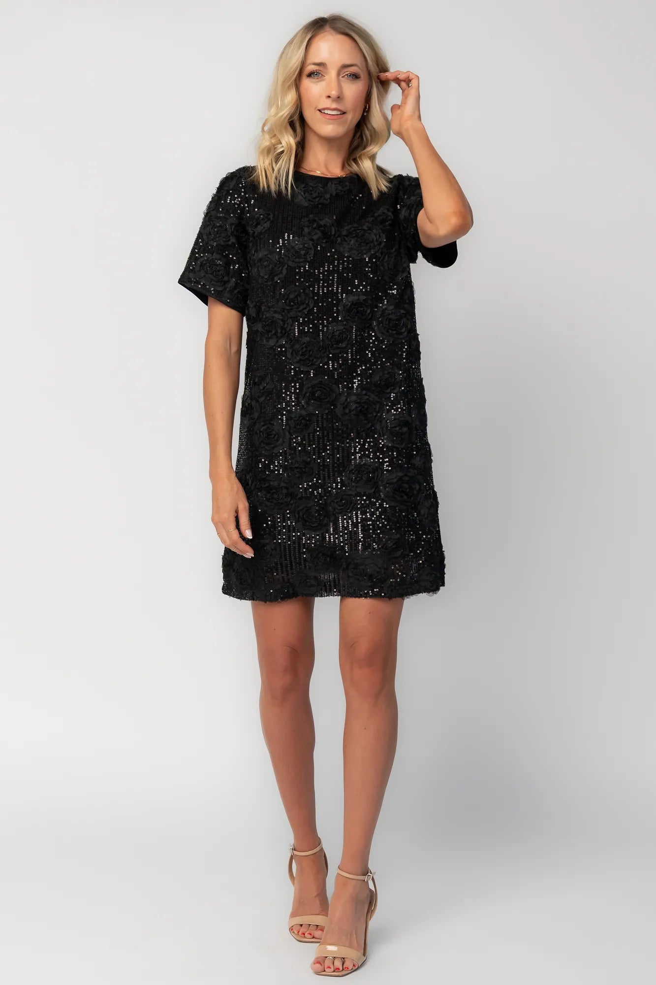 Rhea Sequin Short Dress | Black