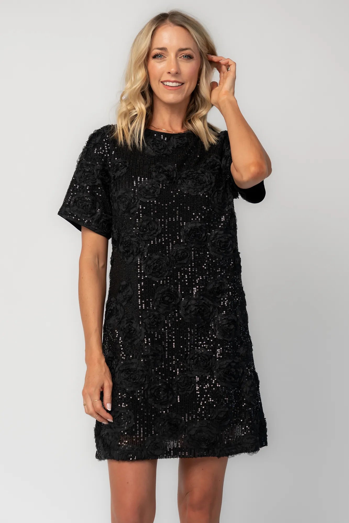 Rhea Sequin Short Dress | Black