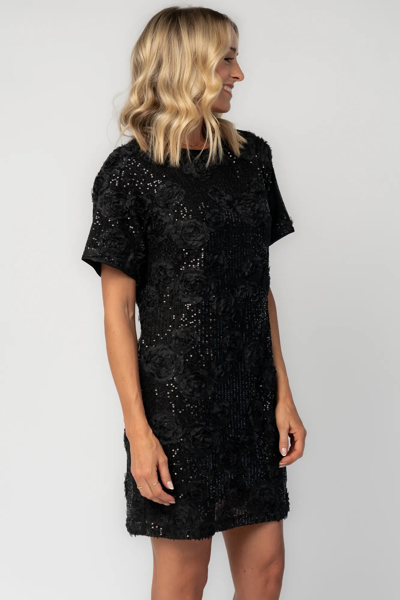 Rhea Sequin Short Dress | Black