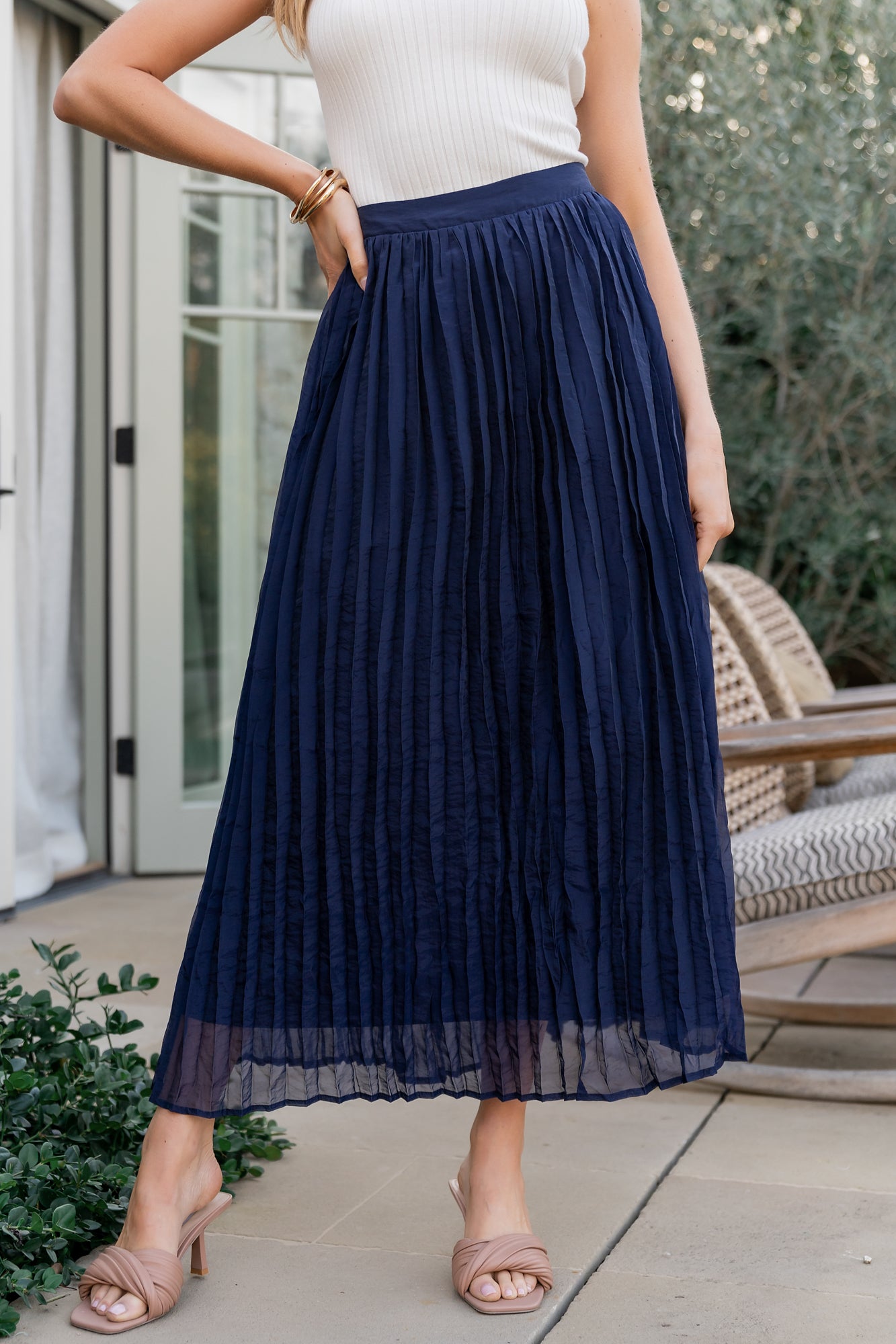 Cyra Midi Skirt | Navy