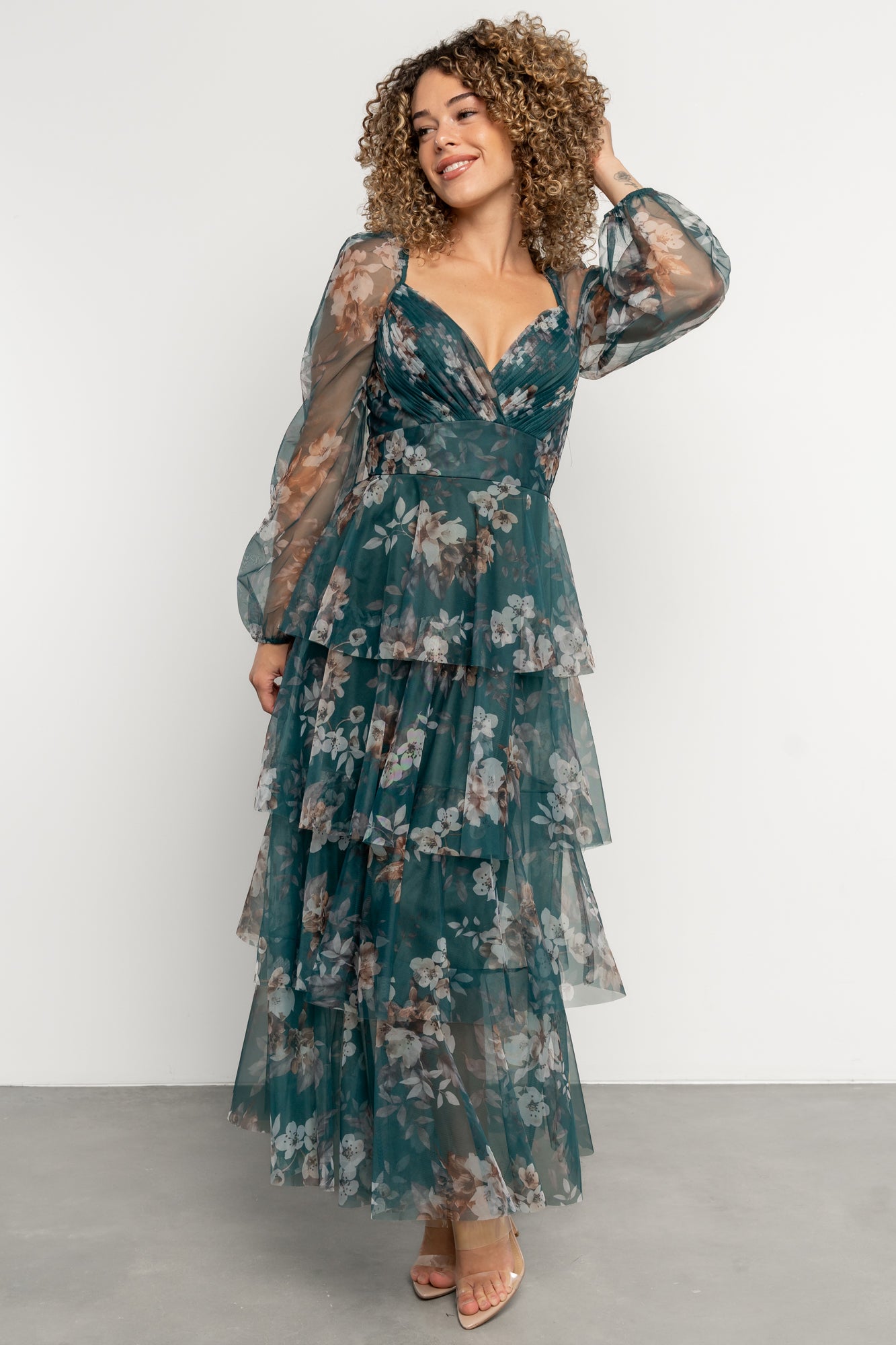 Baltic Born Womens Tessa Tiered Maxi Dress | Green Floral | Size: Large Baltic Born Womens Tessa Tiered Maxi Dress | Green Floral | Size: Large