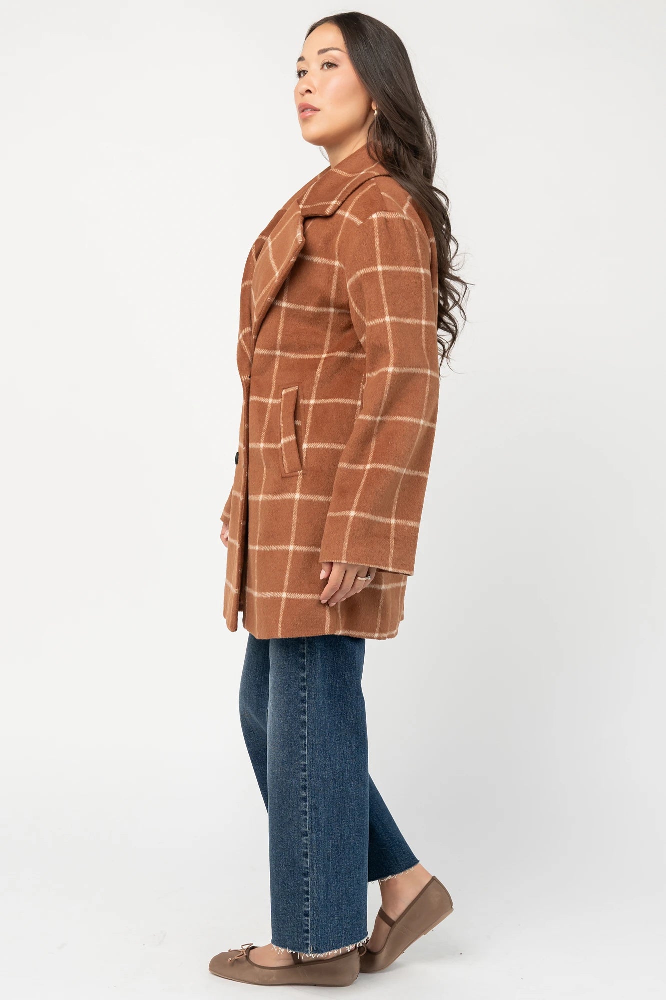 Dorothea Plaid Coat | Cognac