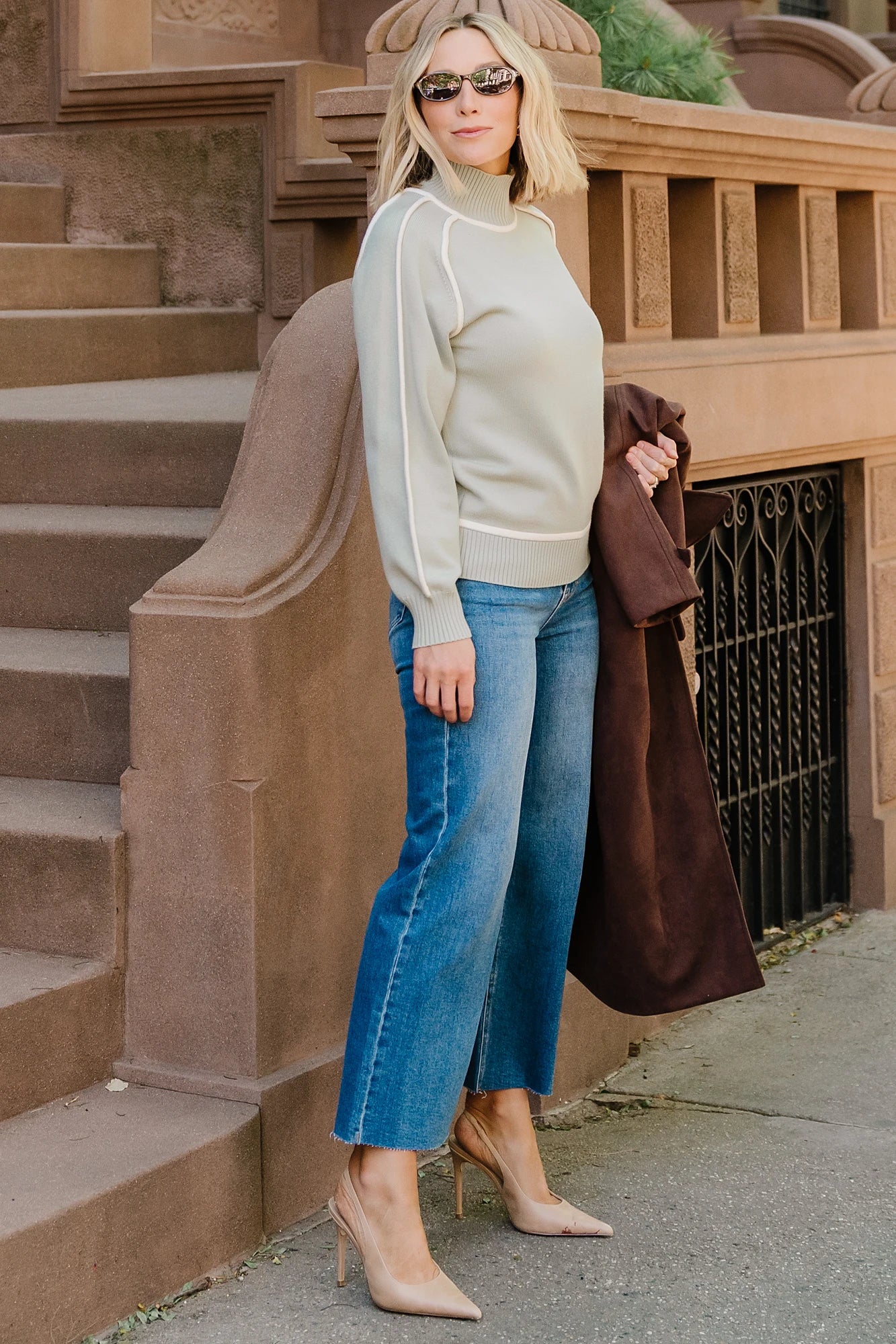 Harrington Sweater | Sage + Cream