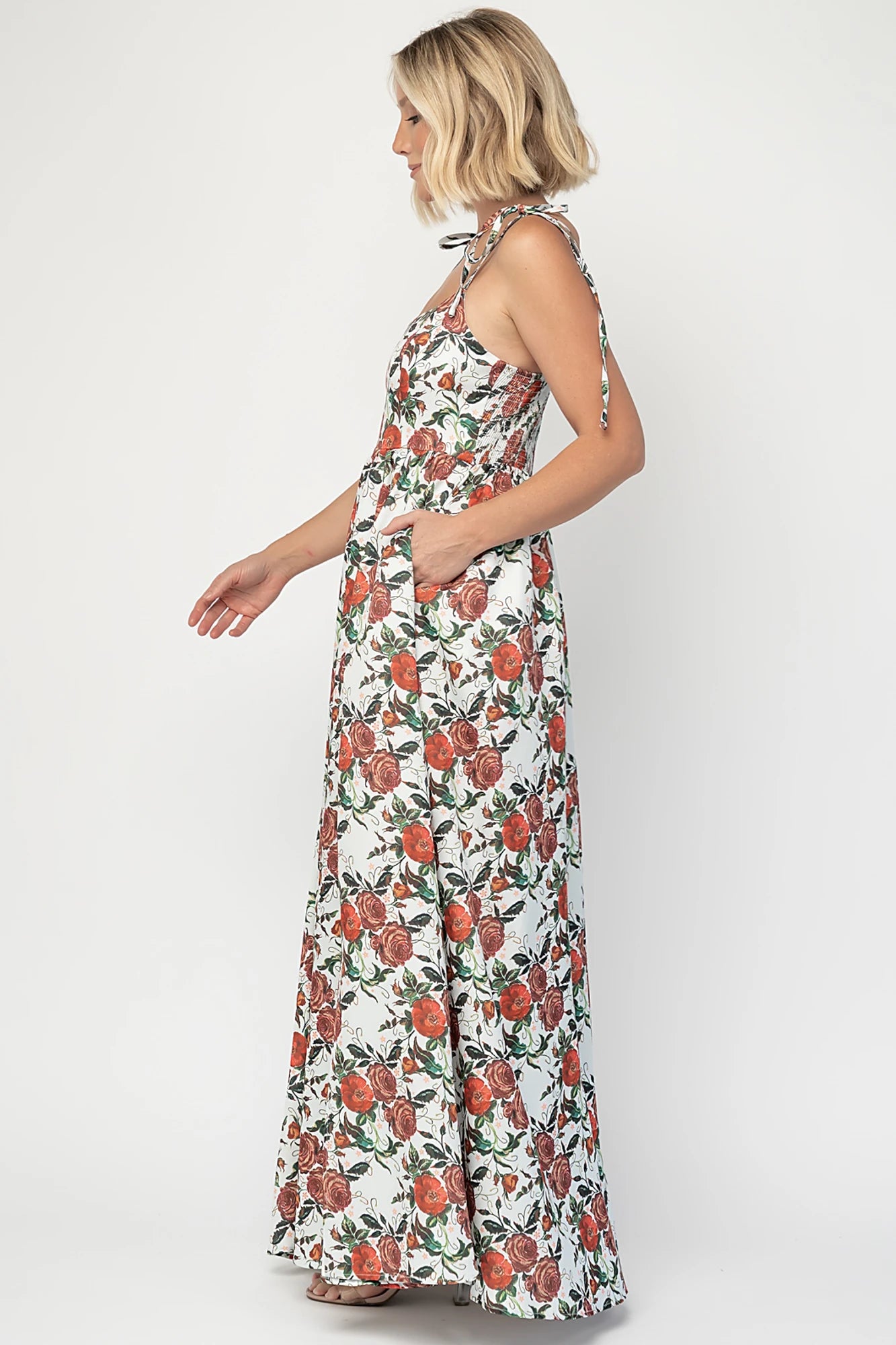 Nadine Maxi Dress | Red + Green Floral