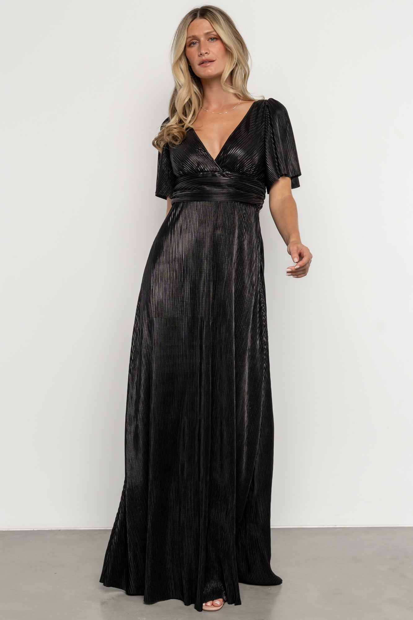 Venetian Pleated Gown | Black