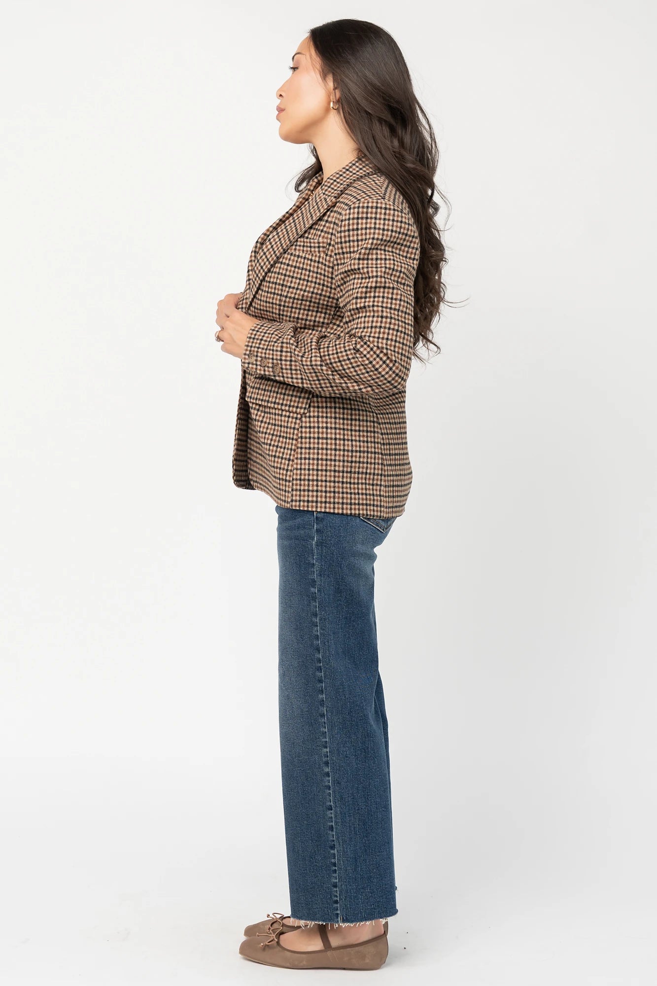 Damien Plaid Blazer | Black + Camel