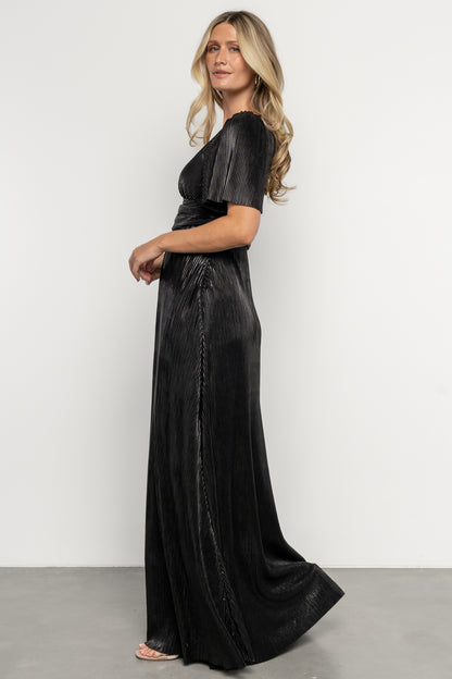 Venetian Pleated Gown | Black