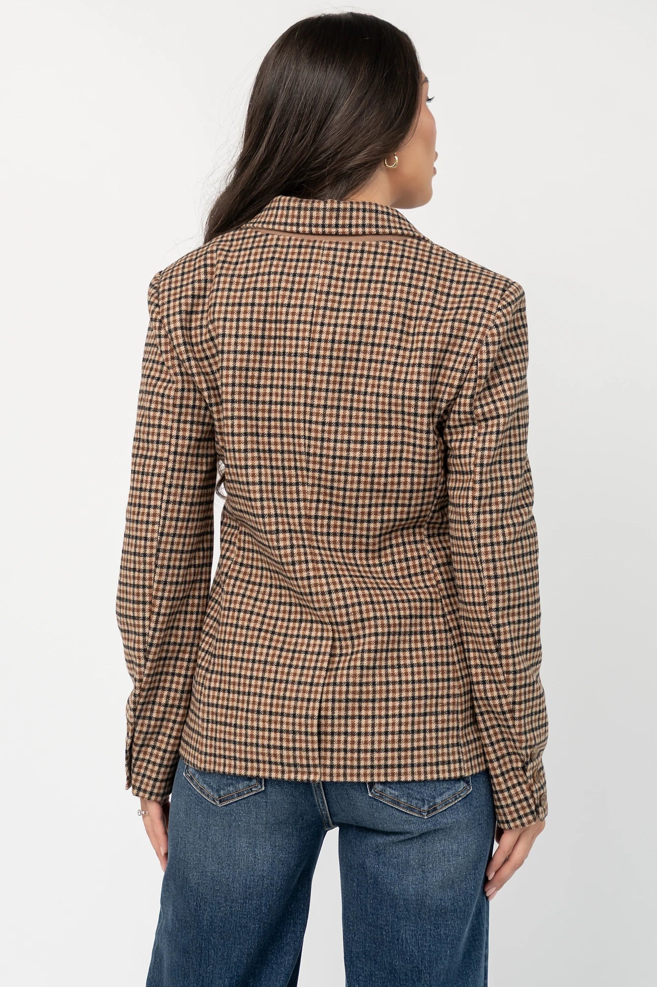 Damien Plaid Blazer | Black + Camel
