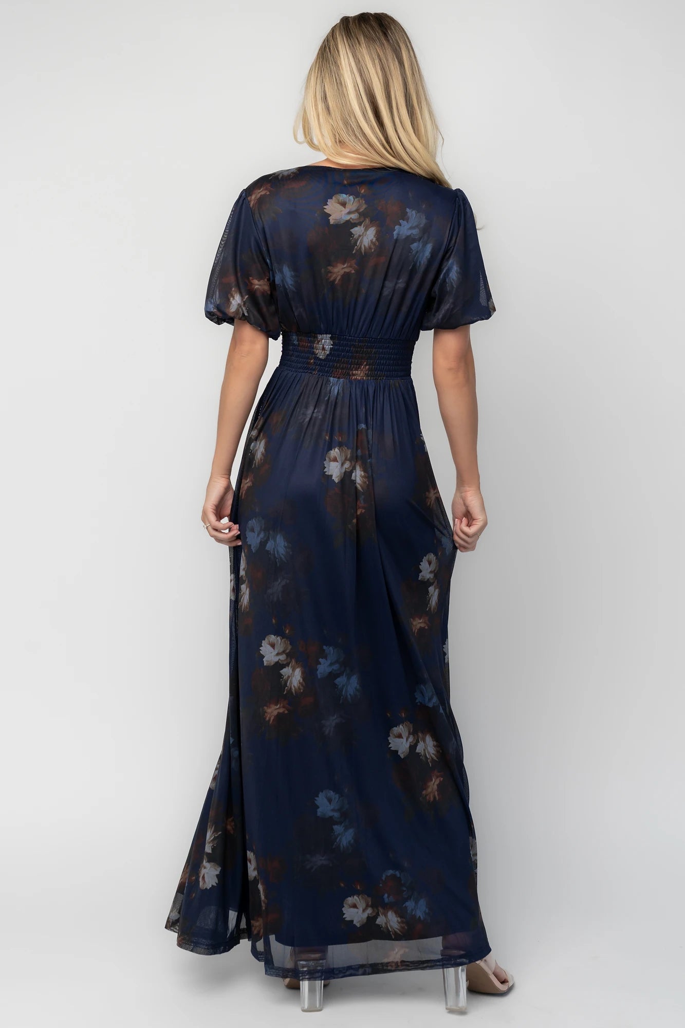 Whitney Mesh Maxi Dress | Navy Dark Floral
