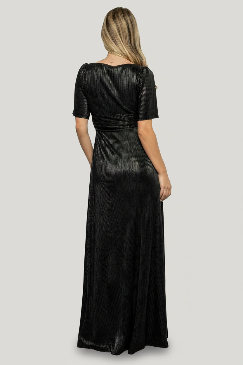 Venetian Pleated Gown | Black