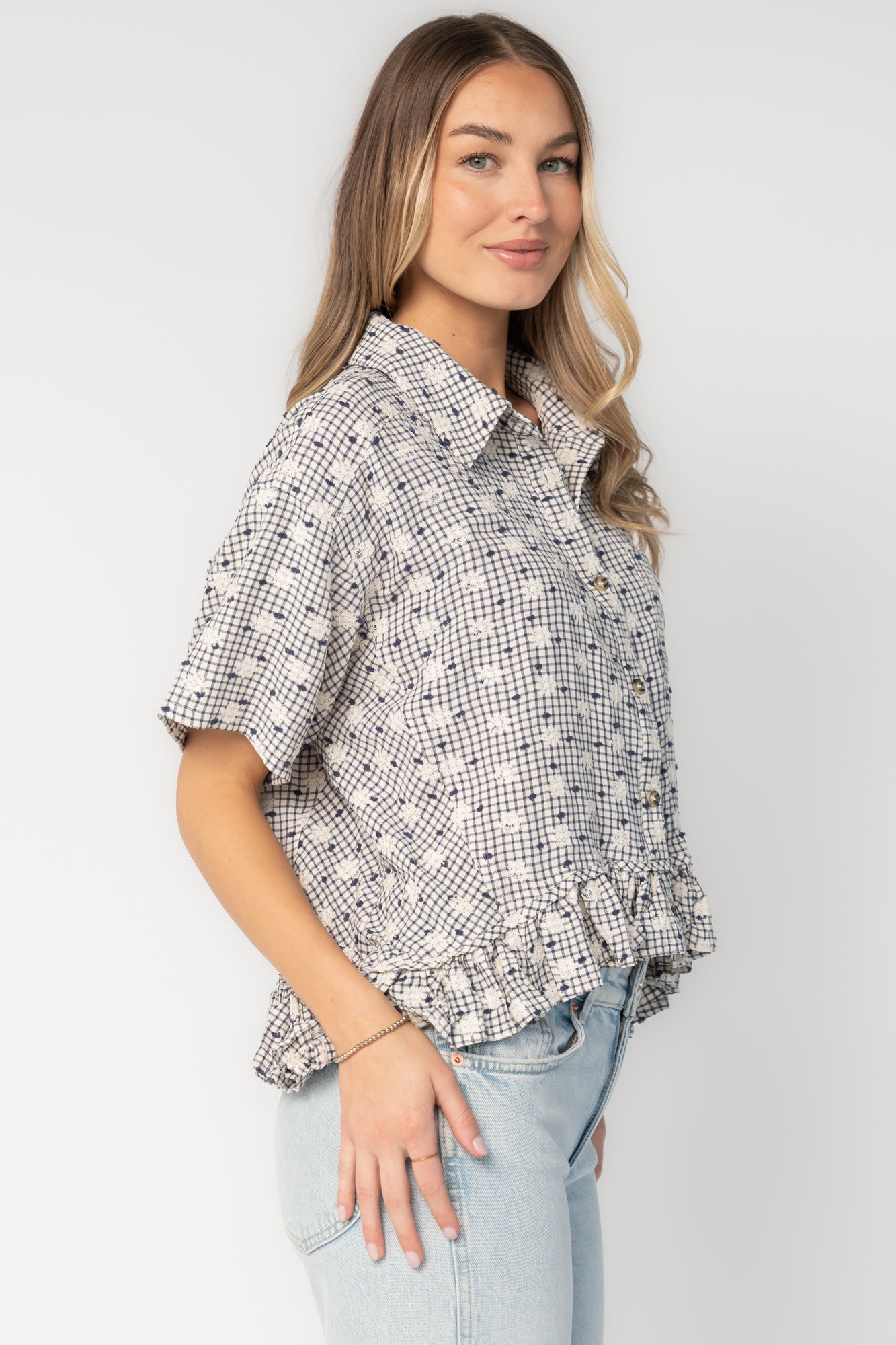 Jalen Relaxed Peplum Top | Blue