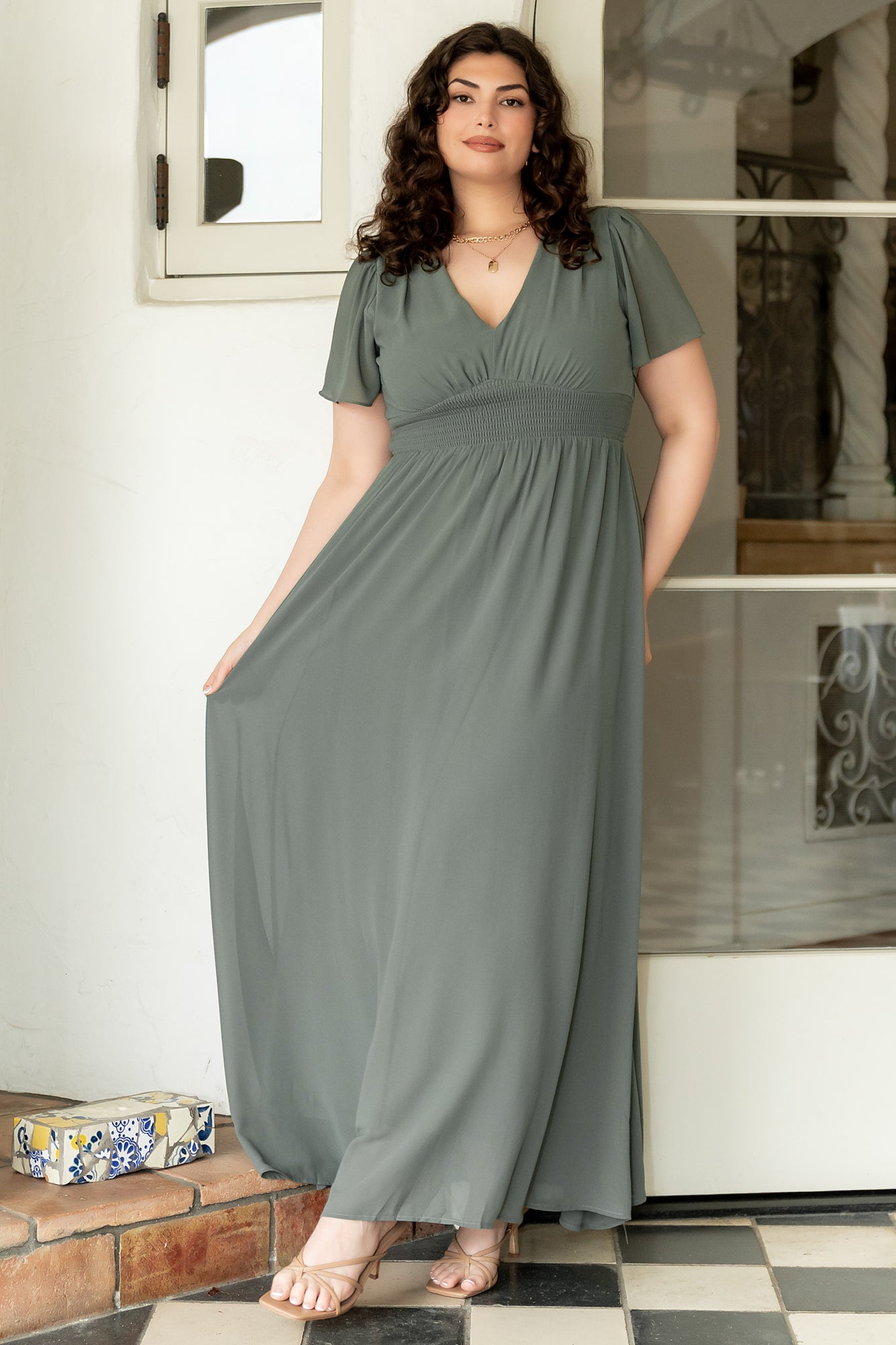 Baltic Born Womens Birdie Maxi Dress | Dark Sage