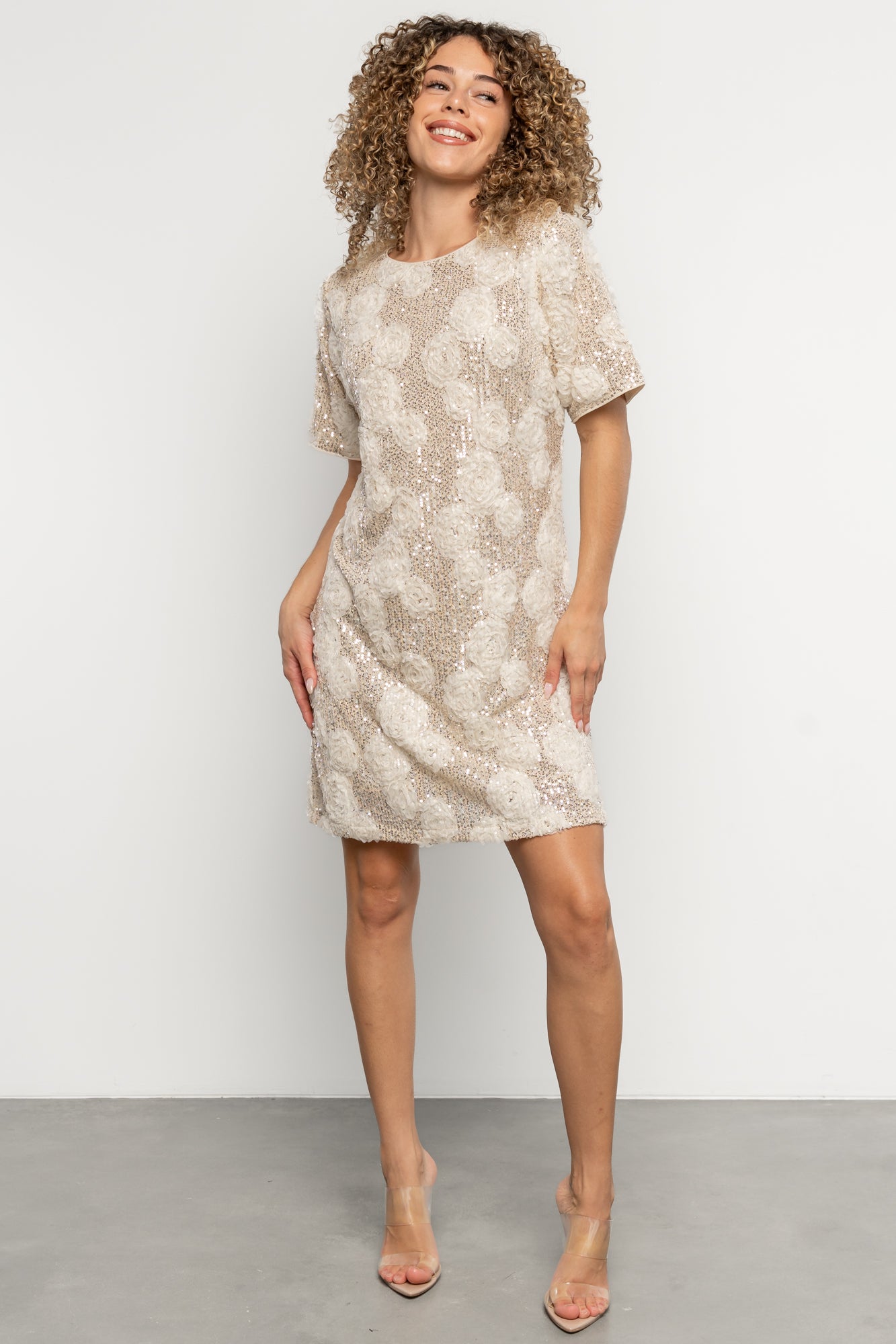 Rhea Sequin Short Dress | Ivory