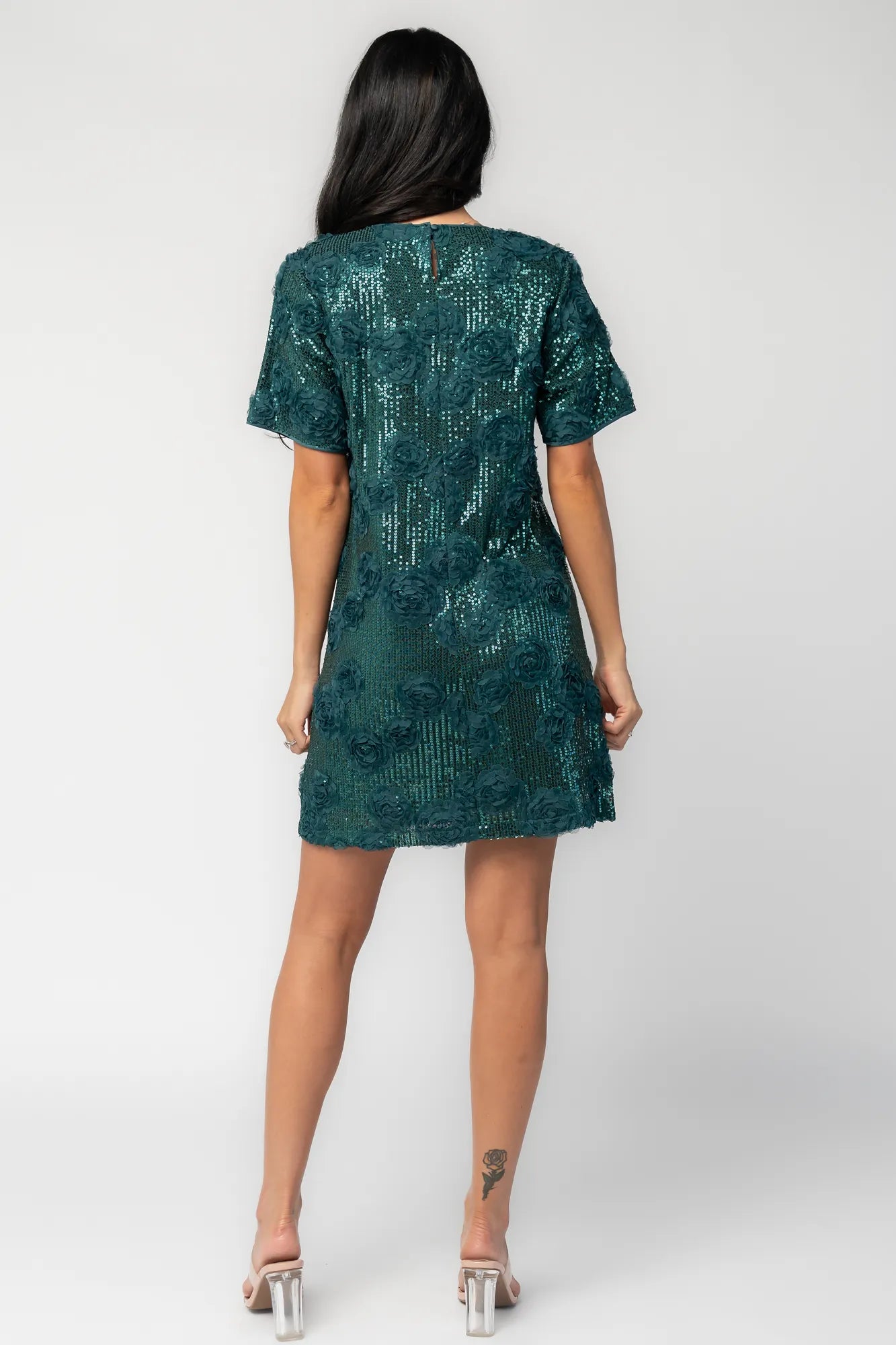 Rhea Sequin Short Dress | Dark Green