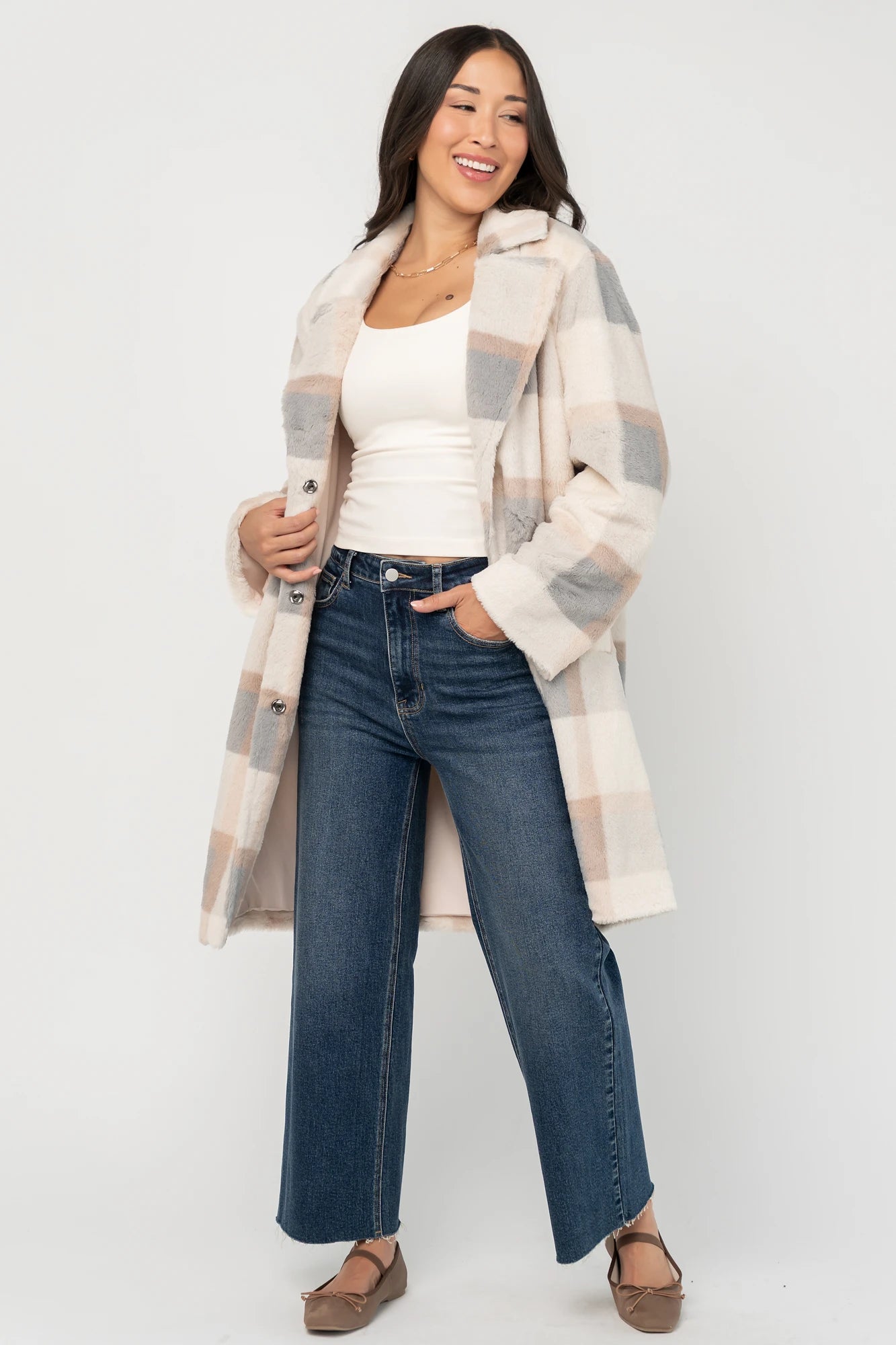 Marjorie Coat | Natural Plaid