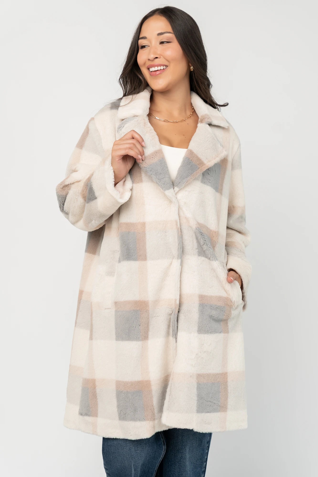 Marjorie Coat | Natural Plaid