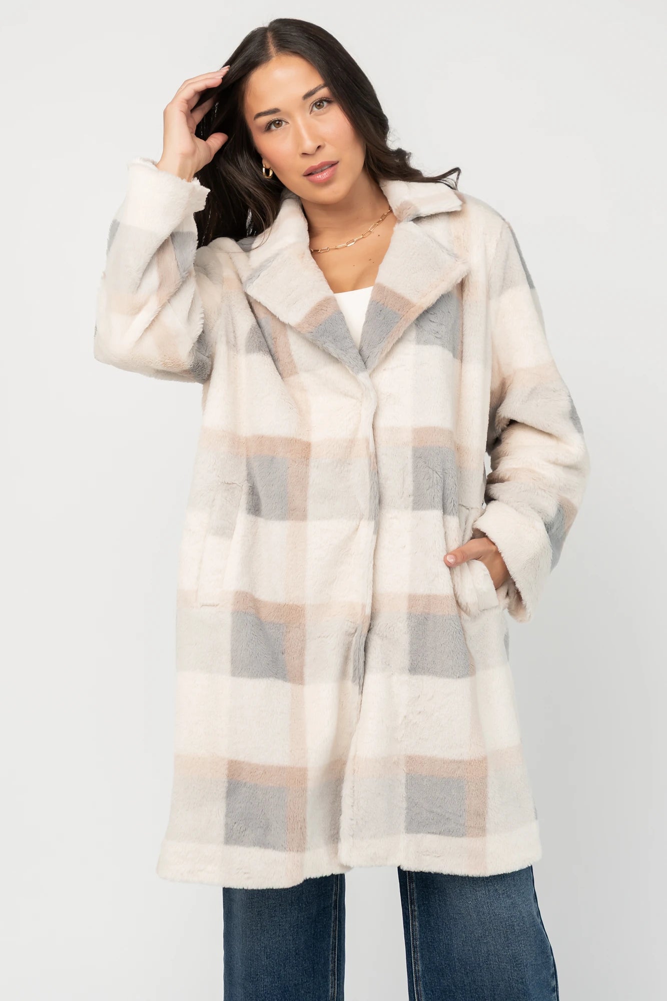 Marjorie Coat | Natural Plaid