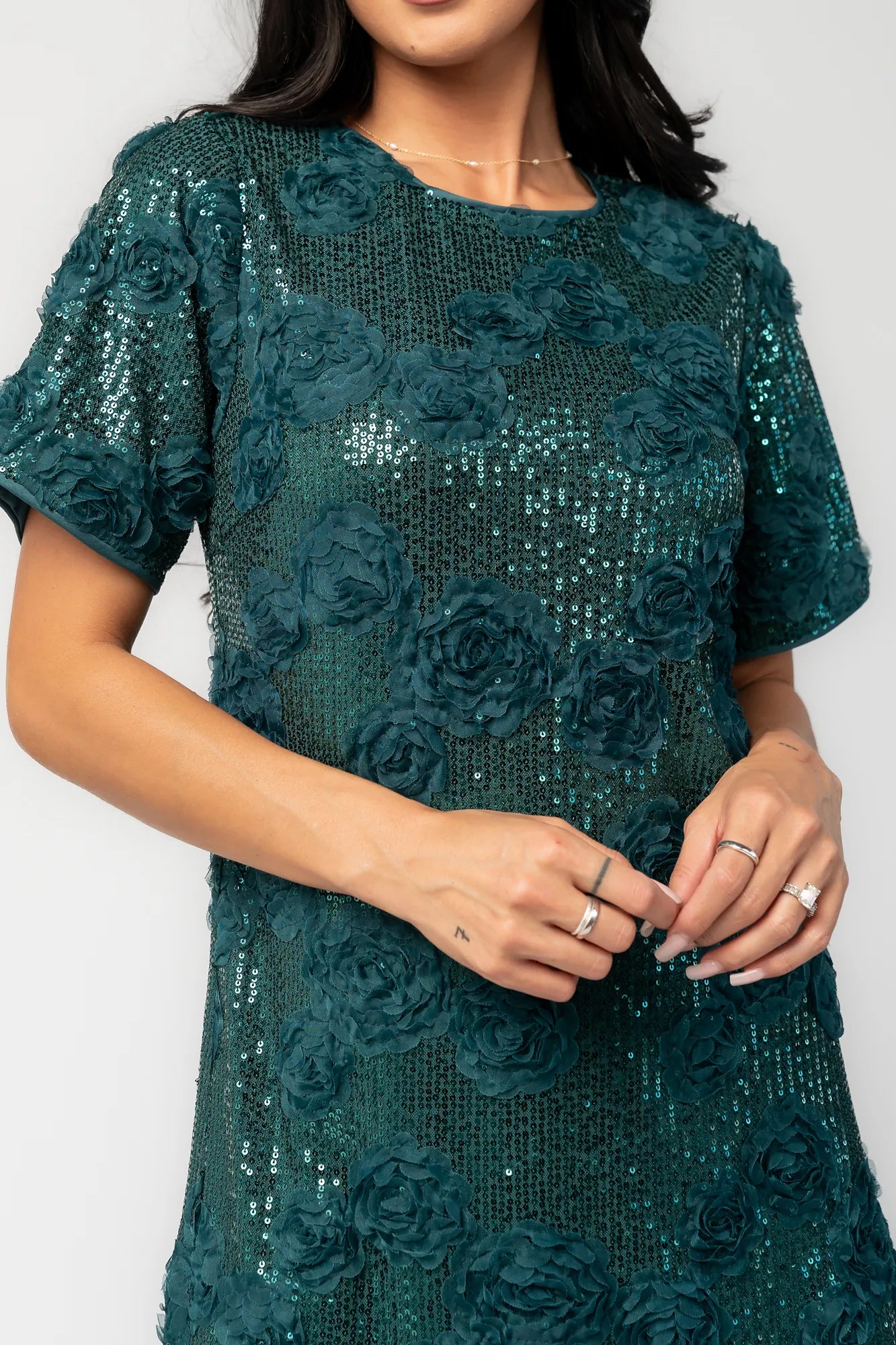 Rhea Sequin Short Dress | Dark Green