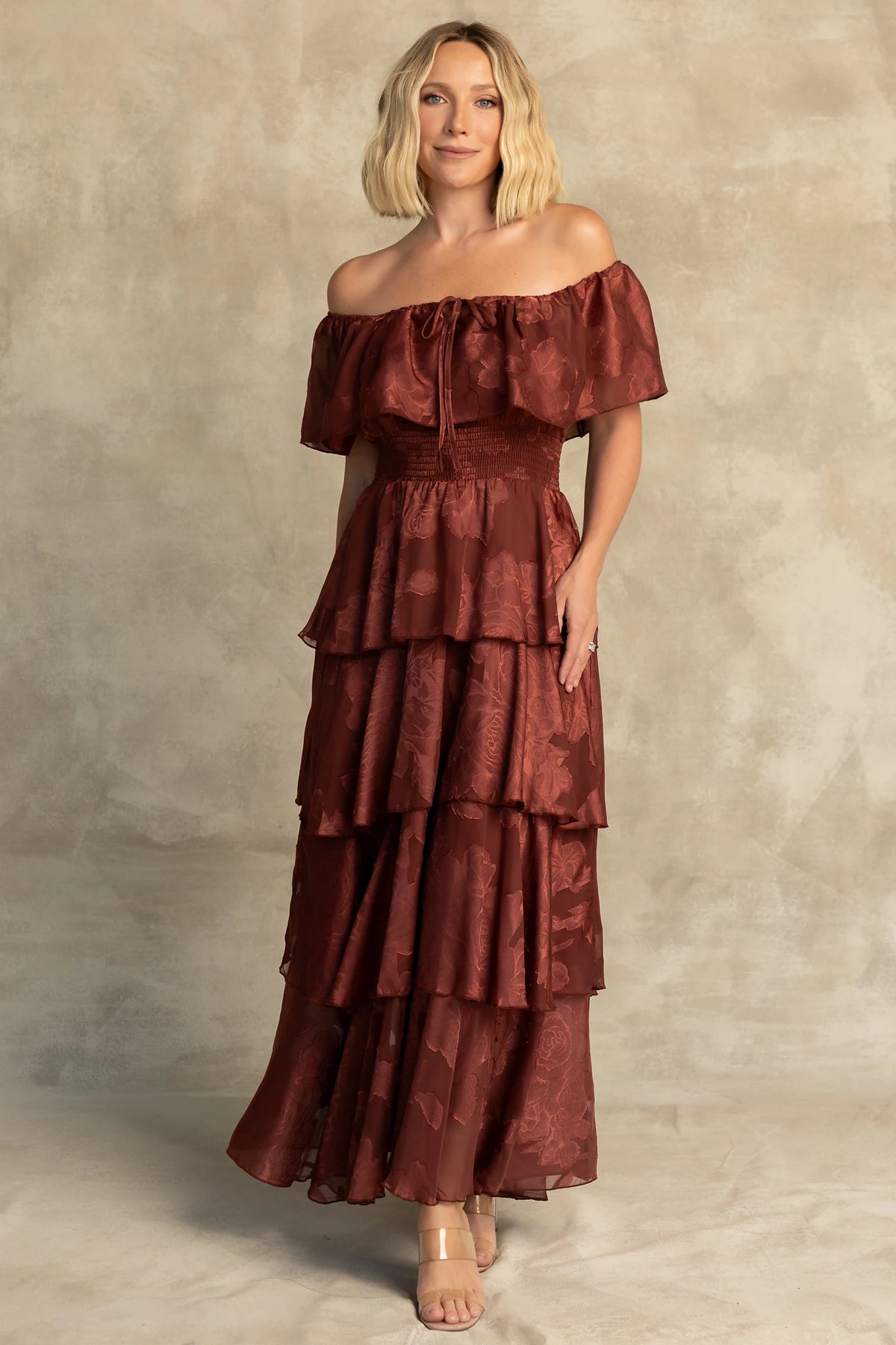 Carina Off Shoulder Maxi Dress | Marsala