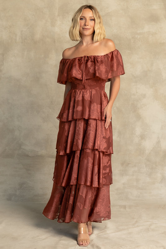 Carina Off Shoulder Maxi Dress | Marsala