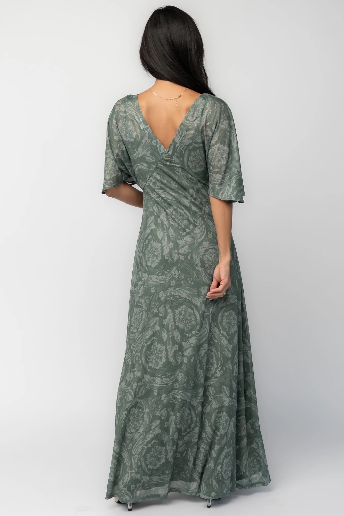 Sevilla Mesh Maxi Dress | Dark Sage