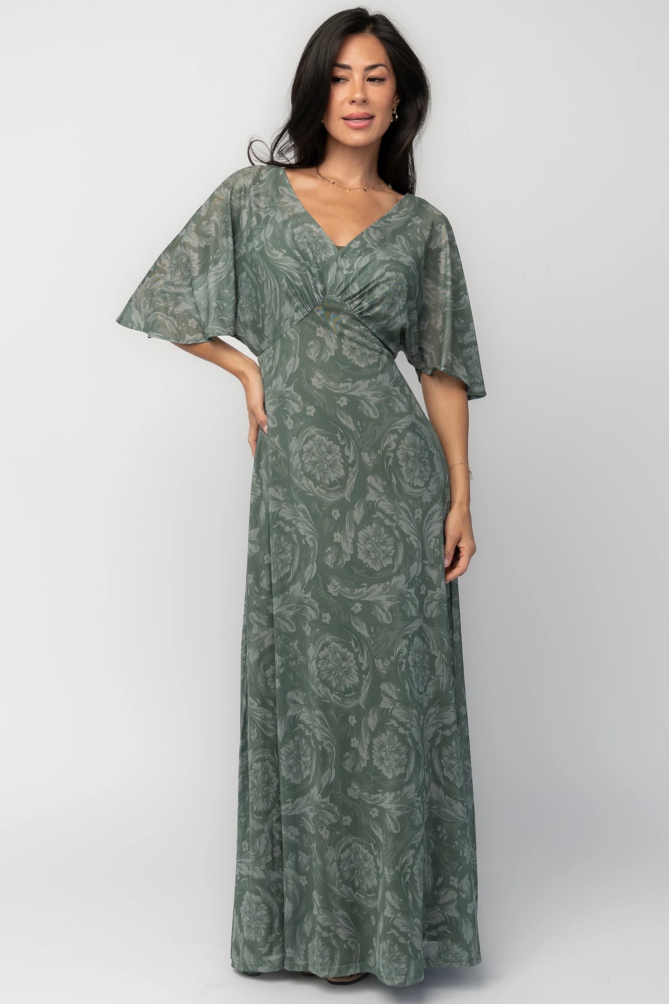 Sevilla Mesh Maxi Dress | Dark Sage