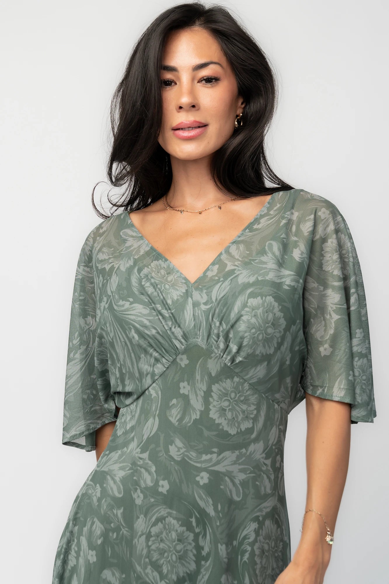 Sevilla Mesh Maxi Dress | Dark Sage