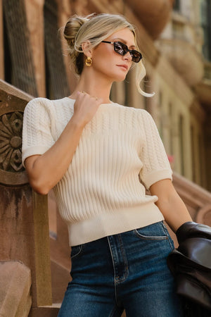 Linden Sweater Top | Ivory