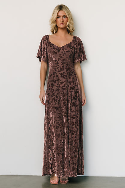 Everley Velvet Maxi Dress | Espresso