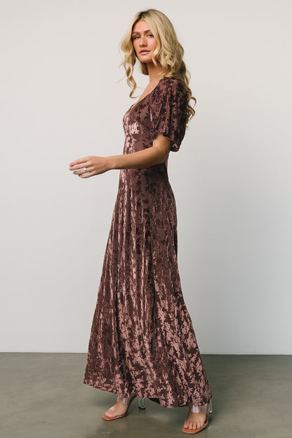 Everley Velvet Maxi Dress | Espresso