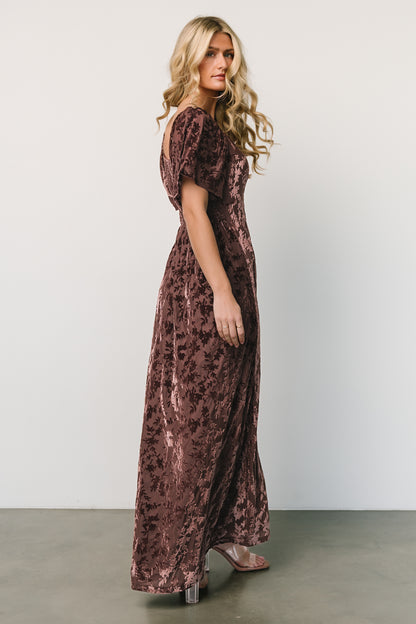 Everley Velvet Maxi Dress | Espresso