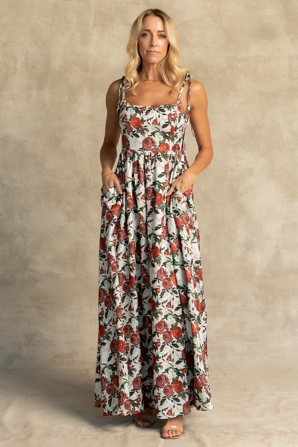Nadine Maxi Dress | Red + Green Floral