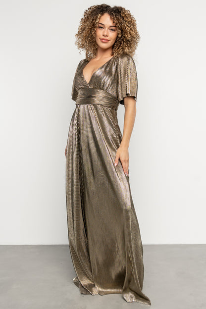 Venetian Pleated Gown | Gold