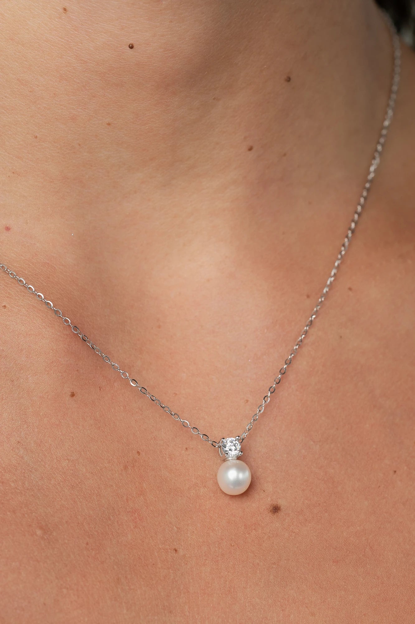 Addilyn Pearl Necklace | Silver