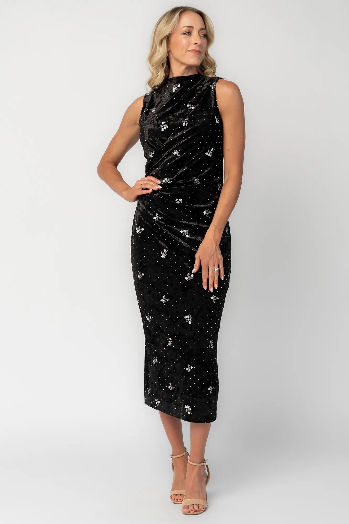 Moonlight Velvet Midi Dress | Black