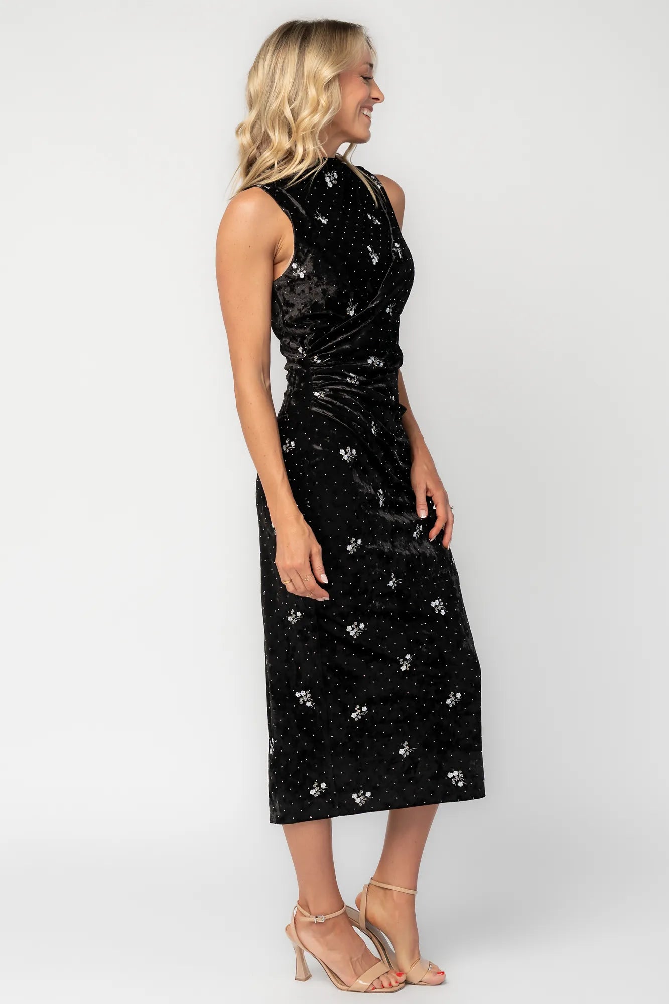Moonlight Velvet Midi Dress | Black