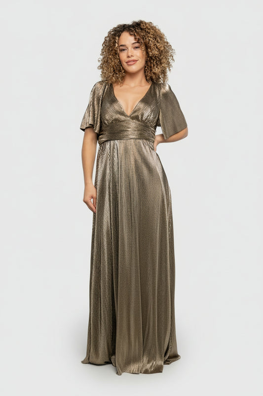 Venetian Pleated Gown | Gold